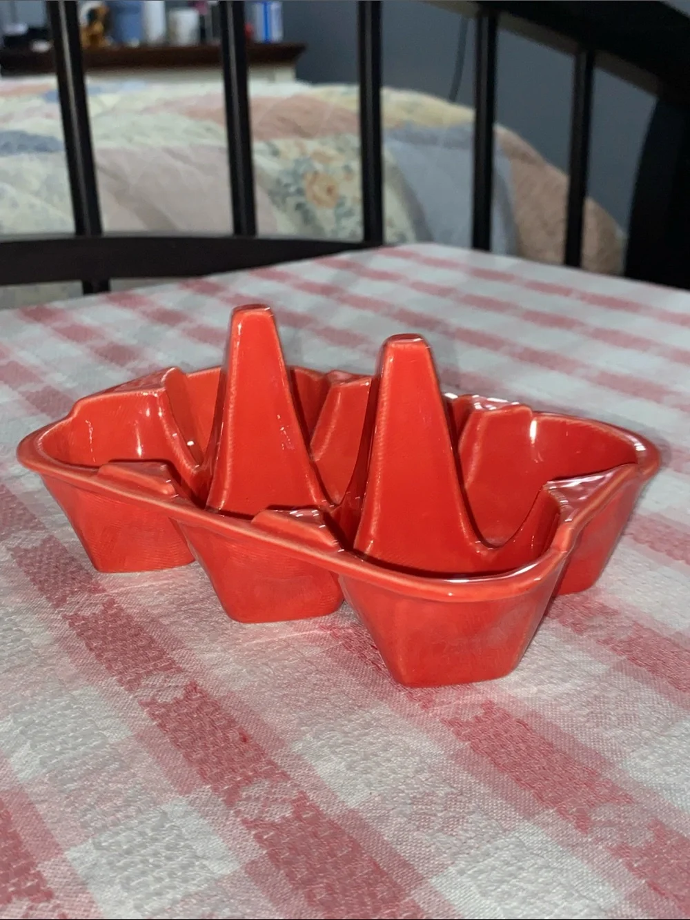 Coral Red Ceramic 6 Egg Holder